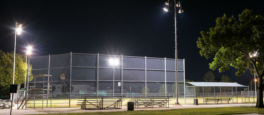 Baseball park at night in Euless, Texas