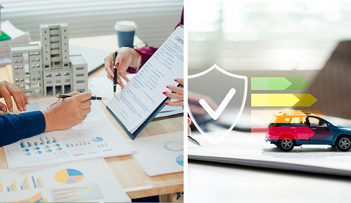 Collage of home and auto insurance coverage