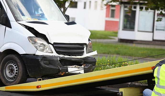 Collisions van pulling into truck