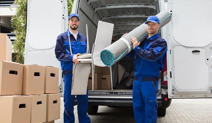 Workers of rug cleaning company