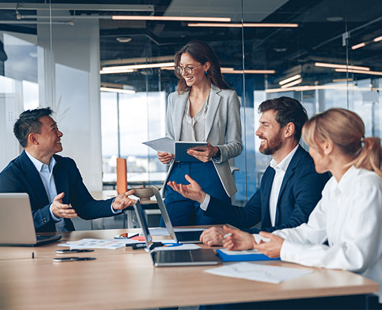 Commercial insurance team meeting and consultation