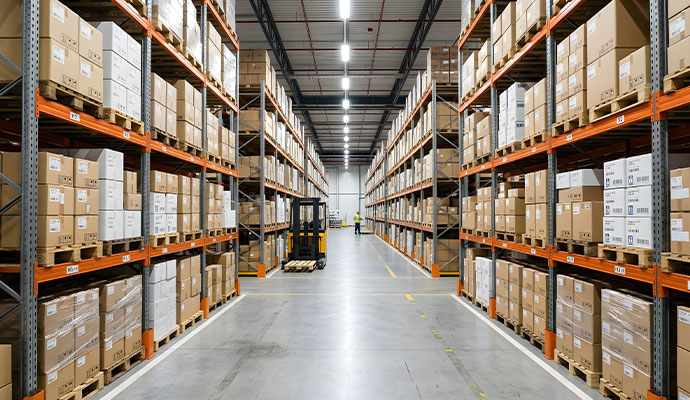 Commercial warehouse inventory and stock
