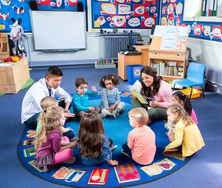 Children in commercial day care center