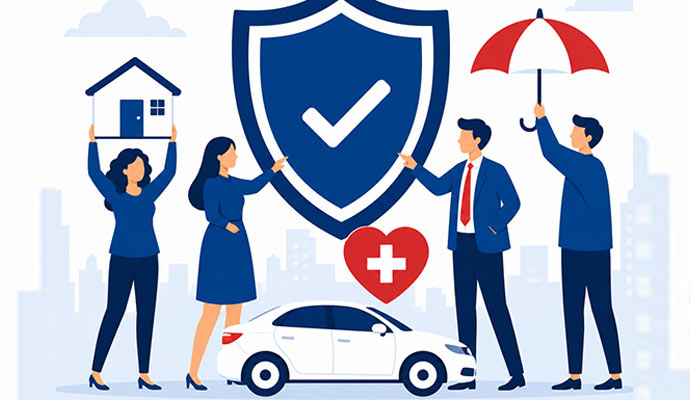 Comprehensive insurance coverage vector illustration