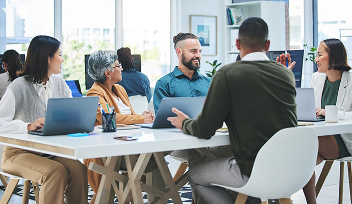 Professionals discussing insurance for start-up businesses