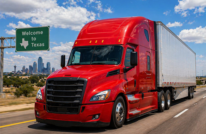 Semi truck on Texas highway