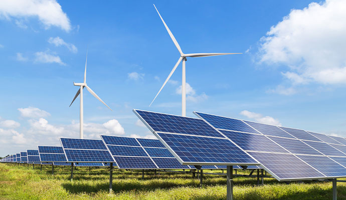 Solar panels and wind turbines Solar panels and wind turbines